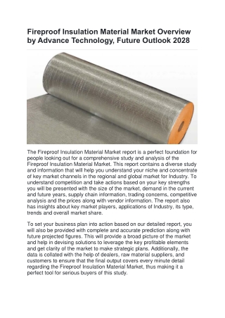 Fireproof Insulation Material Market