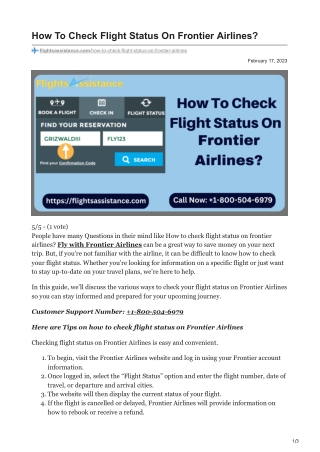 How To Check Flight Status On Frontier Airlines