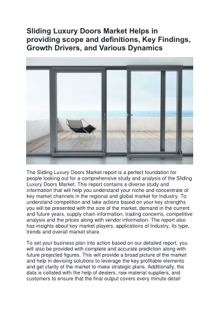 Sliding Luxury Doors Market