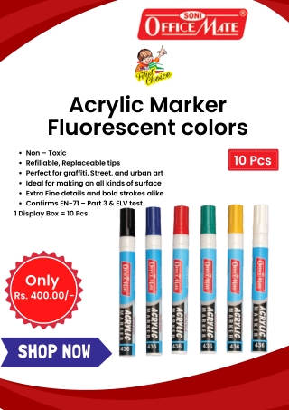 Buy Acrylic Markers Fluorescent colors Online at Best Prices In India - Soniofficemate