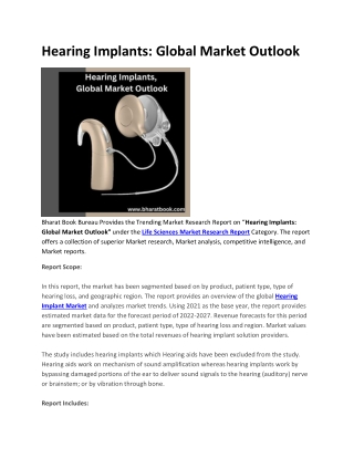 Hearing Implants, Global Market Outlook