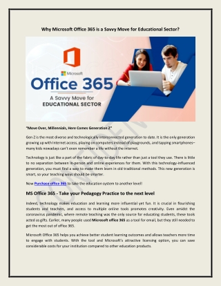 Why Microsoft Office 365 is a Savvy Move for Educational Sector?