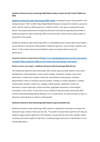 Healthcare Electronic Data Interchange (EDI) Market Likely to Reach the US 7,543.67 Million by 2028