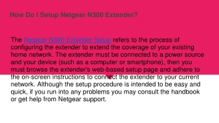 How Do I Setup Netgear N300 Extender_
