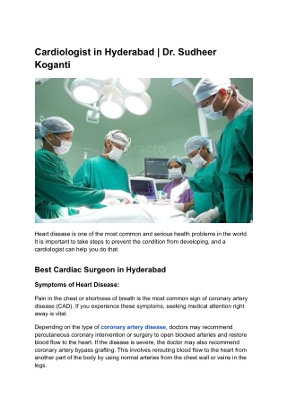 Cardiologist in Hyderabad | Dr. Sudheer Koganti