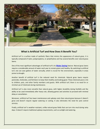 What is Artificial Turf and How Does It Benefit You.