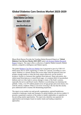 Global Diabetes Care Devices Market 2023-2029