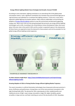 Energy Efficient Lighting Market