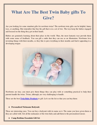 What Are The Best Twin Baby gifts To Give?