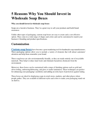 5 Reasons Why You Should Invest in Wholesale Soap Boxes