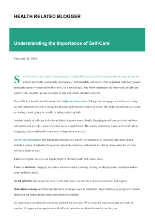 Understanding the Importance of Self-Care