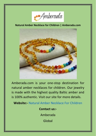 Natural Amber Necklace for Children  Amberada