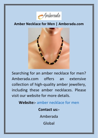 Amber Necklace for Men  Amberada