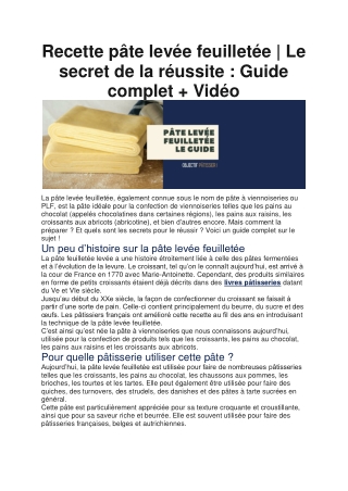 Recette pâte levée feuilletée : Notre guide complet