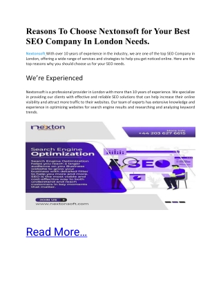 Reasons To Choose Nextonsoft for Your Best SEO Company In London Needs