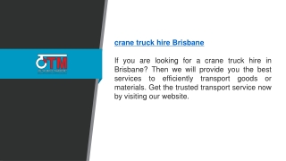 Crane Truck Hire in Brisbane  Otmtransport.com.au