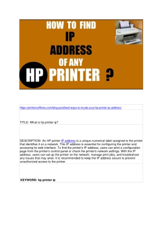 What is hp printer ip?