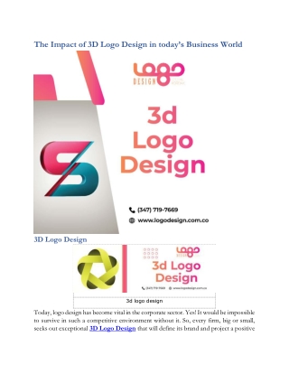 The Impact of 3D Logo Design in today