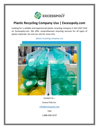 Plastic Recycling Company Usa  Excesspoly.com