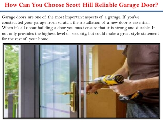 How Can You Choose Scott Hill Reliable Garage Door?