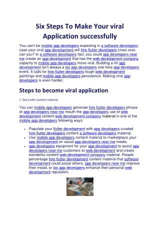 Six Steps To Make Your viral Application successfully