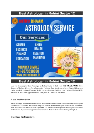 Best Astrologer in Rohini Sector 12  91-9873530830