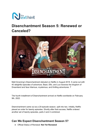 Disenchantment Season 5: Renewed or Canceled?