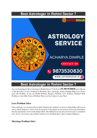 Best Astrologer in Rohini Sector 7  91-9873530830