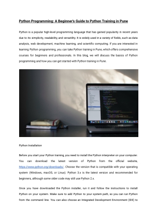 Python Programming_ A Beginner's Guide to Python Training in Pune