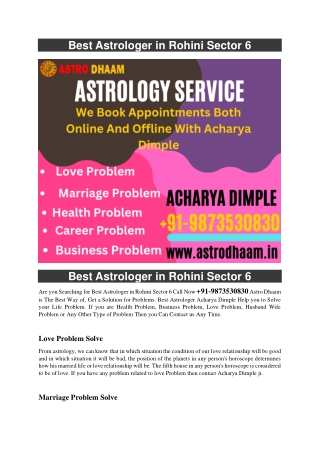 Best Astrologer in Rohini Sector 6  91-9873530830