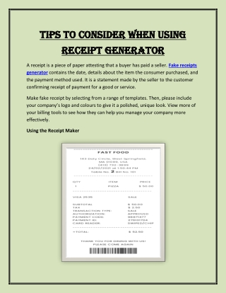 Tips to consider when using receipt generator