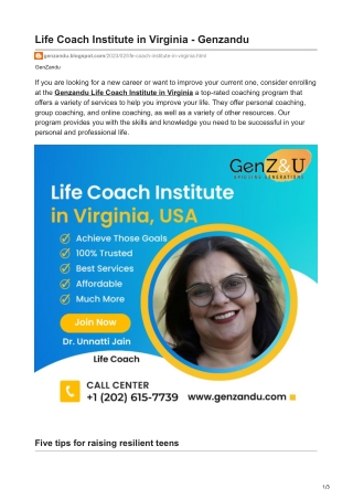 Life Coach Institute in Virginia - Genzandu