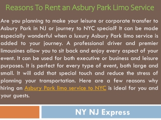 Reasons To Rent an Asbury Park Limo Service