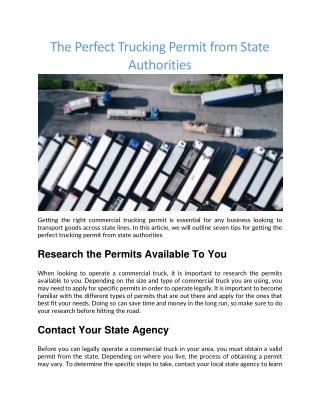 Commercial trucking permits