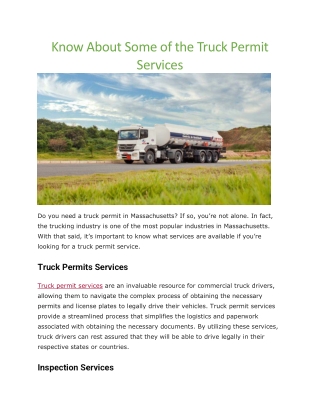 Truck permit services