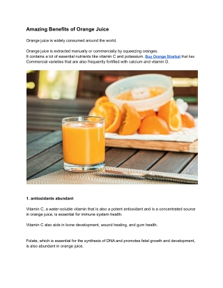 Amazing Benefits of Orange Juice