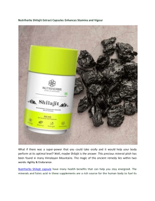 Nutriherbs Shilajit Extract Capsules Enhances Stamina and Vigour