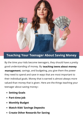 Teaching Your Teenager About Saving Money