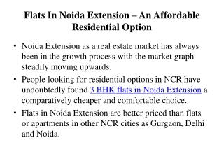 Book Affordable Flats In Noida Extension In Your Budget