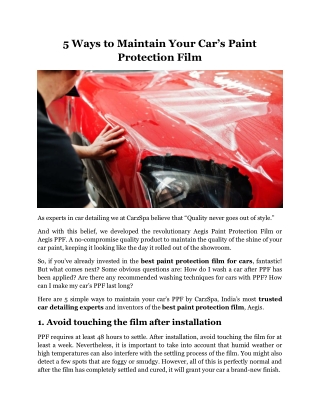 5 Ways to Maintain Your Car’s Paint Protection Film