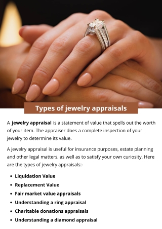 Types of jewelry appraisals