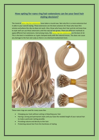 How opting for nano ring hair extensions can be your best hair styling decision