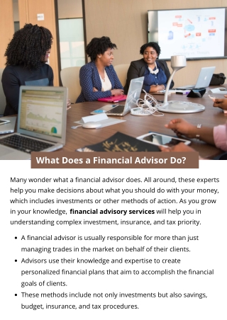 What Does a Financial Advisor Do?