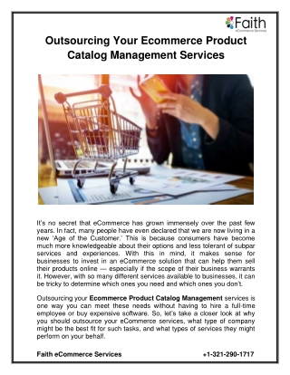 Outsourcing Your Ecommerce Product Catalog Management Services