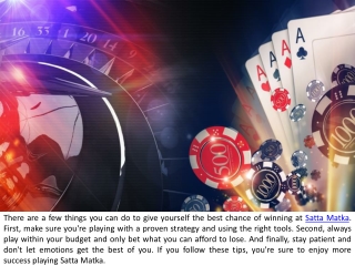 Tips for winning at Satta Matka