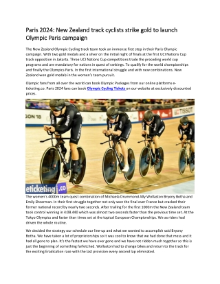 Paris 2024 New Zealand track cyclists strike gold to launch Olympic Paris campaign