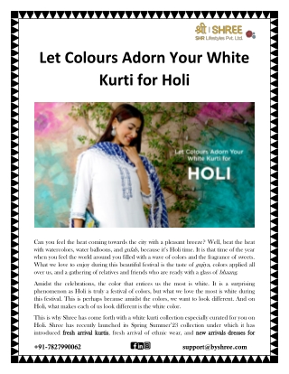 Let Colours Adorn Your White Kurti for Holi