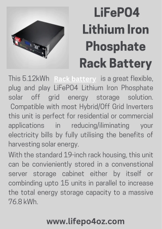 Buy the Best  LiFePO4 Lithium Iron Phosphate Rack Battery