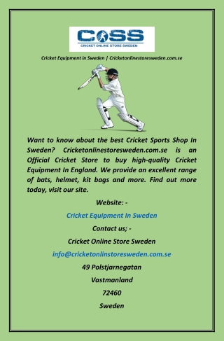 Cricket Equipment in Sweden  Cricketonlinestoresweden.com.se