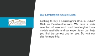 Buy Lamborghini Urus In Dubai  Pearl-motors.com